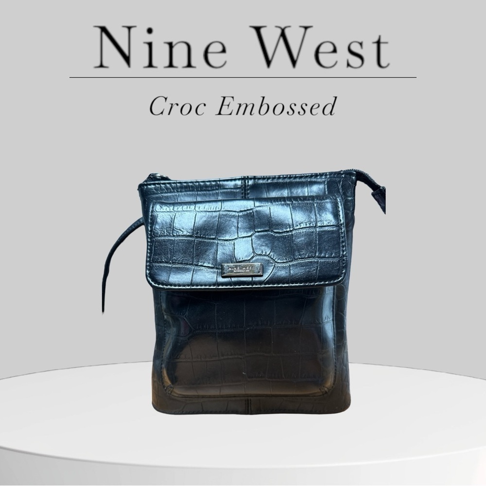 Nine West - EC - Vegan Croc Embossed Crossbody